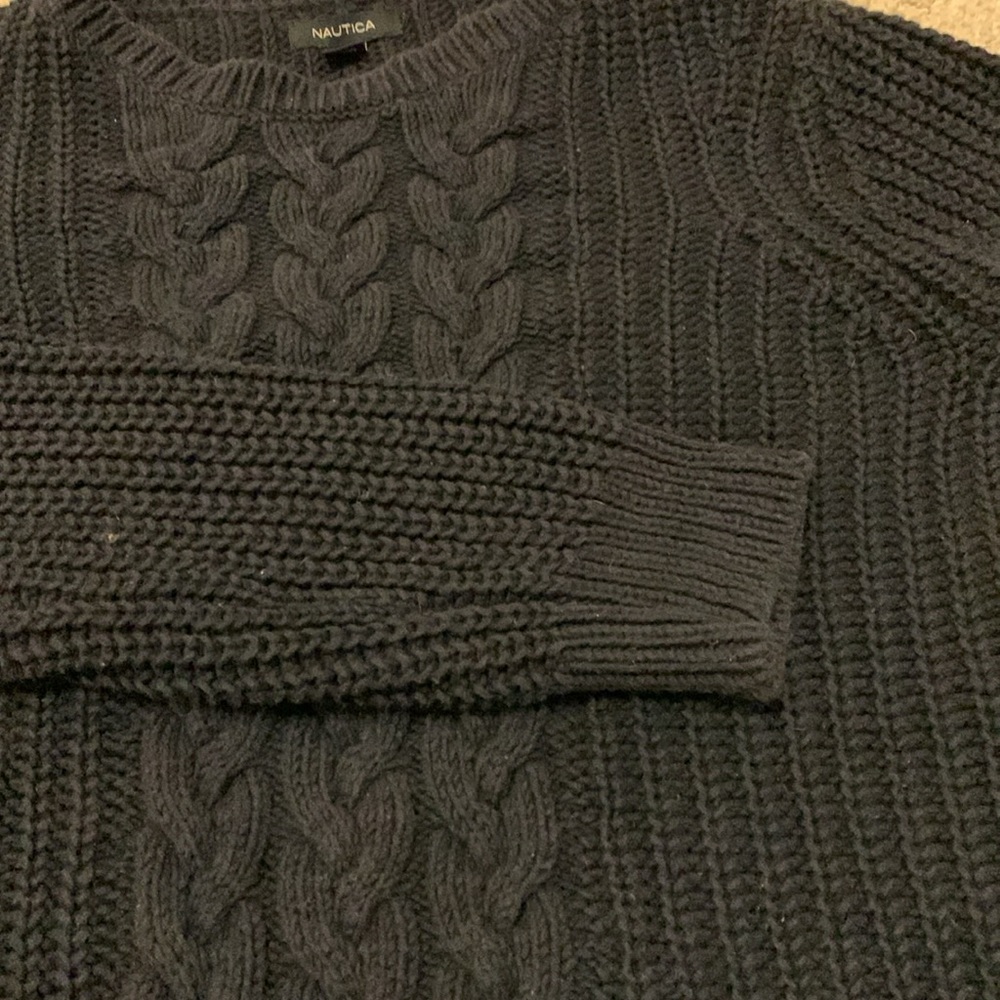 Nautica Cable, chunky net navy blue size large sweater - Picture 15 of 16